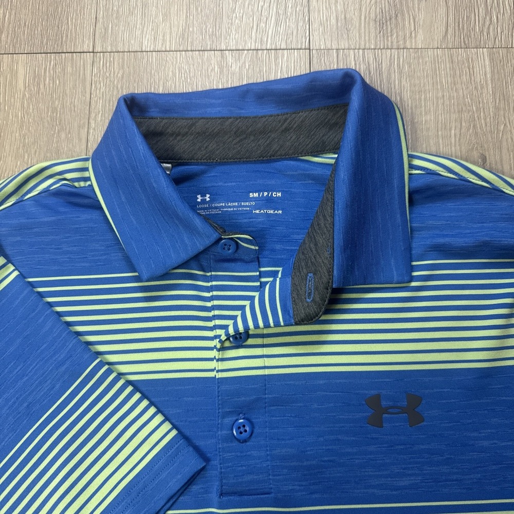 Under Armour Golf Polo Shirt Men's Small S  Active Striped Stretch‎